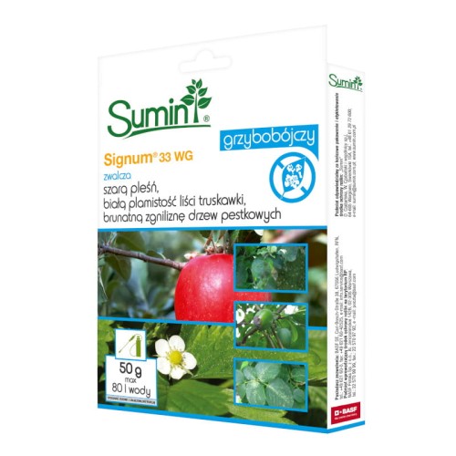 Signum 33 WG 50 g – preparat na szarą pleśń, białą plamistość liści i brunatną zgniliznę drzew pestkowych – Sumin