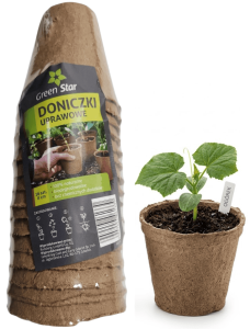 Doniczki z włókna kokosowego okrągłe – średnica 8 cm, wysokość 8 cm x 16 szt. Green Star