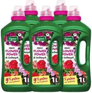 Flower Power płynny nawóz do roślin kwitnących z dużą zawartością potasu Vegano 5 x 1000 ml