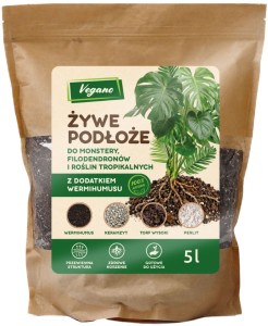 Żywe podłoże do monstery, filodendronów i roślin tropikalnych z dodatkiem Wermihumusu Vegano - 5 l 