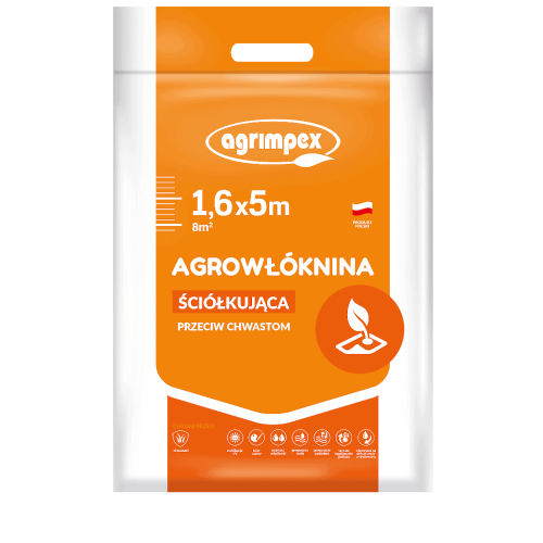 Agrowłóknina ściółkująca przeciw chwastom 1,6 x 5 m + szpilki 10 szt.