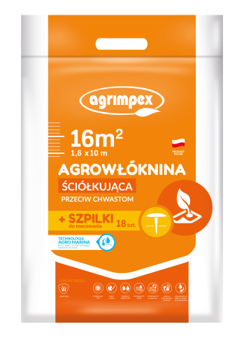 Agrowłóknina Hobby Ściółkująca Agro-Marina Czarna 1,6 x 10 m 50 g + 18 szpilek - Agrimpex