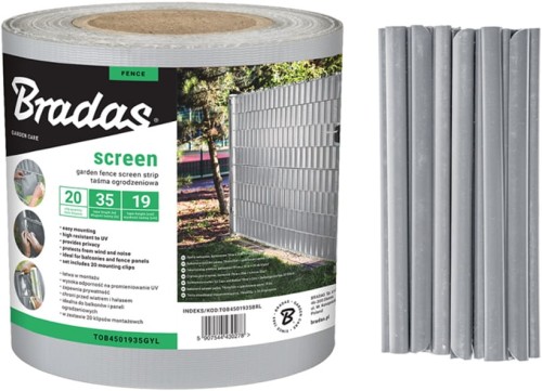 Taśma ogrodzeniowa – jasnoszara 19 cm x 35 m Bradas