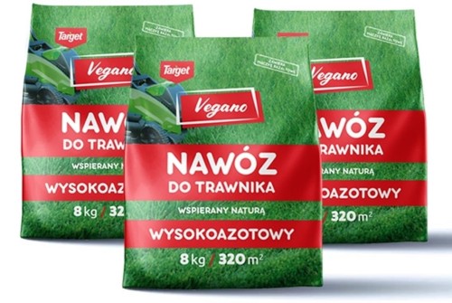 Wysokoazotowy nawóz do trawnika Vegano – wspierany naturą Target 3x8 kg