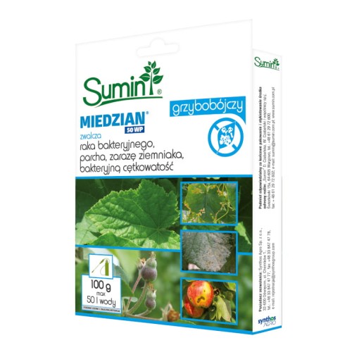 Miedzian 50 WP – preparat na choroby warzyw i drzew owocowych – Sumin 100 g