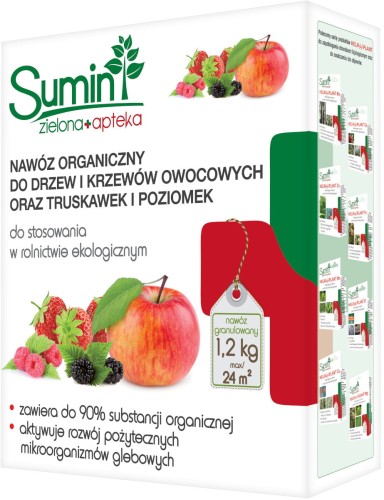 Nawóz organiczny do drzew i krzewów owocowych oraz truskawek i poziomek granulowany Sumin 1,2 kg