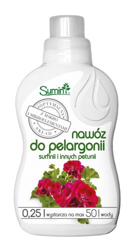 Nawóz płynny do pelargonii, surfinii i innych petunii Sumin 250 ml